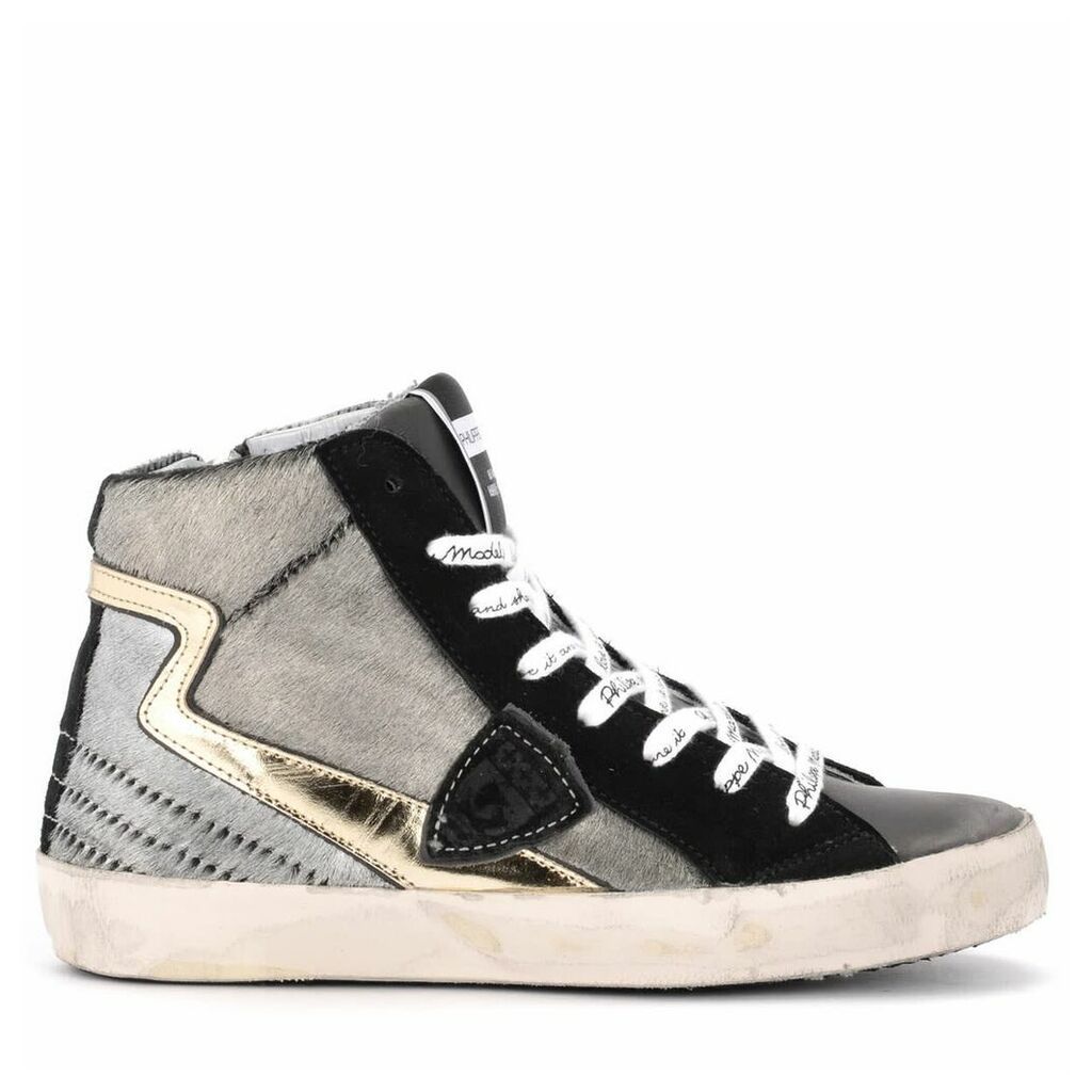 Paris High-top Sneaker Made Of Anthracite-colored Laminated Pony