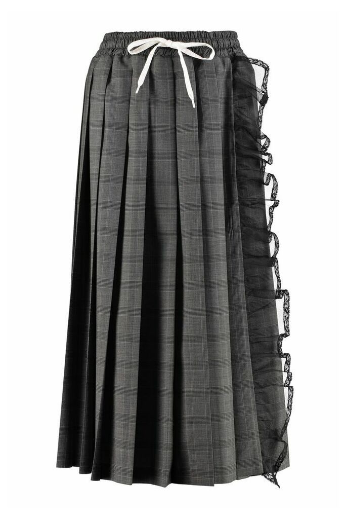 Miu Miu Lace Detail Pleated Skirt