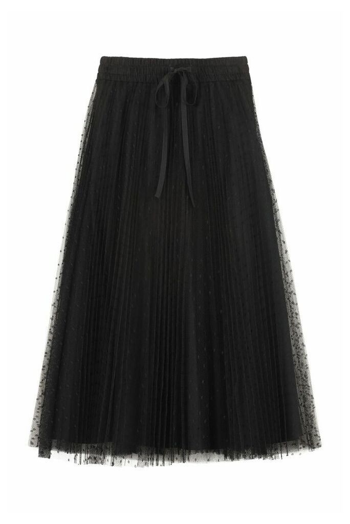 RED Valentino Pleated Tulle Point Desprit Skirt
