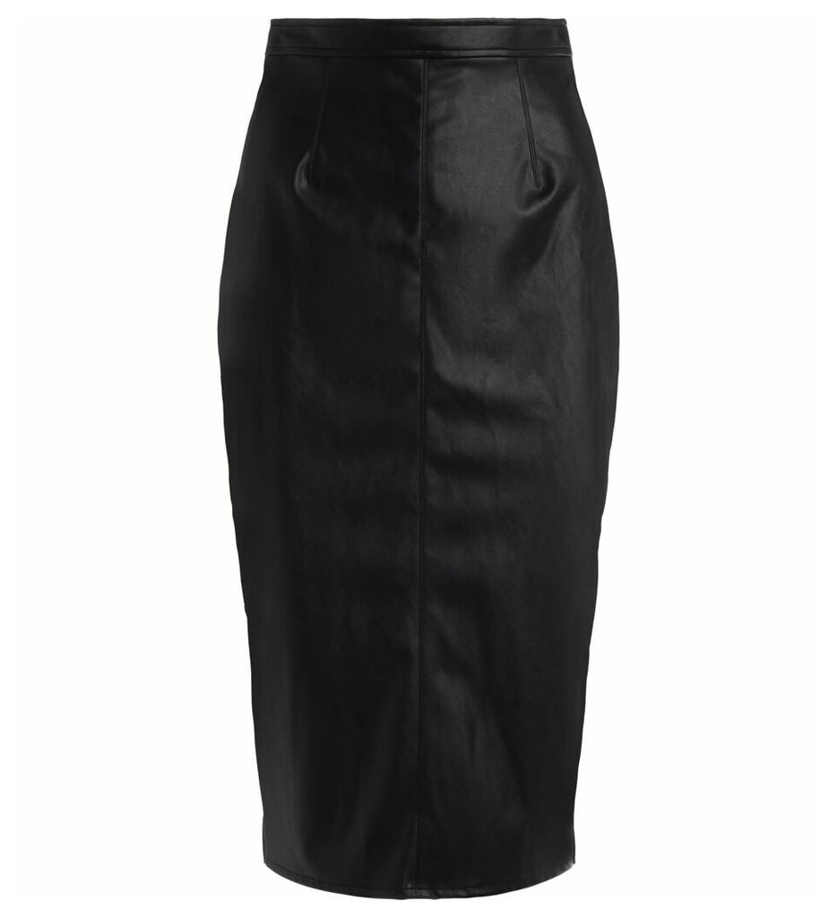 Elisabetta Franchi Pencil Skirt In Eco-leather And Black Technical Fabric