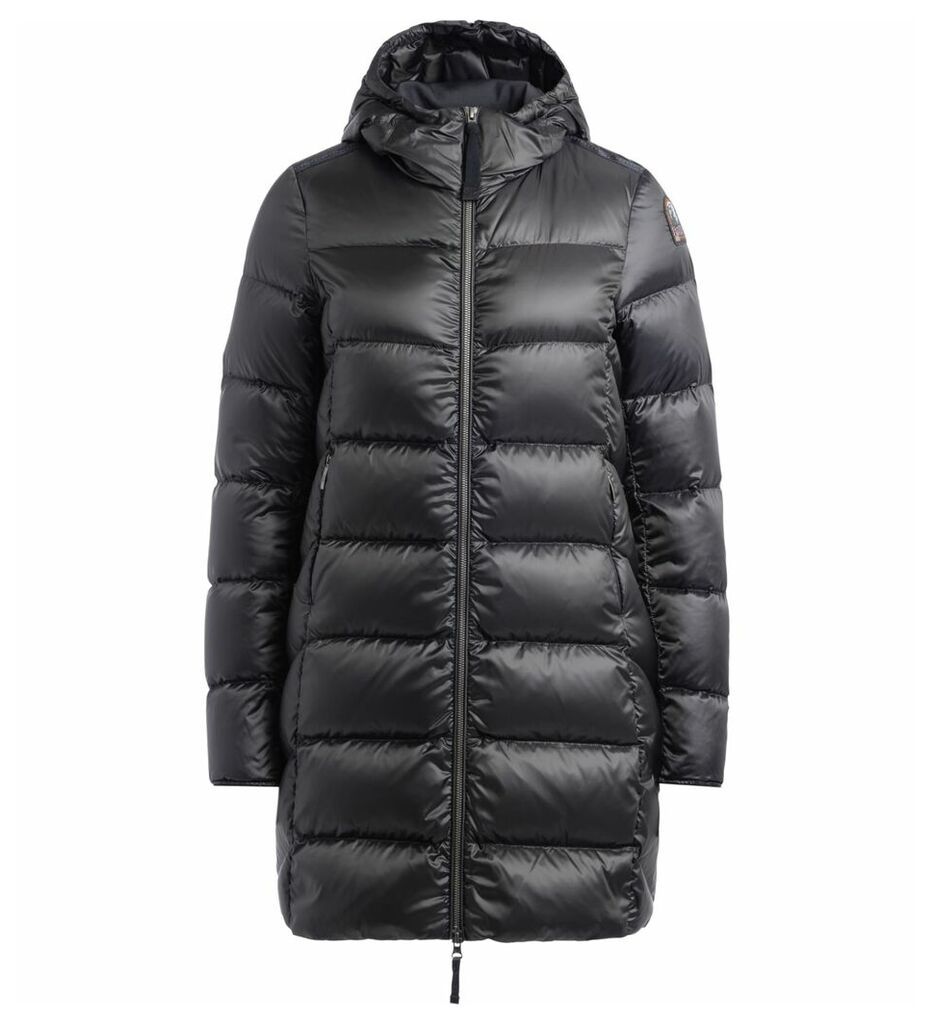 Parajumpers Marion Black Coat In Feather With Hood