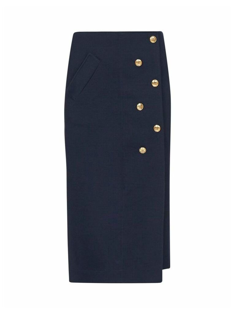 Buttoned Wool-blend Skirt