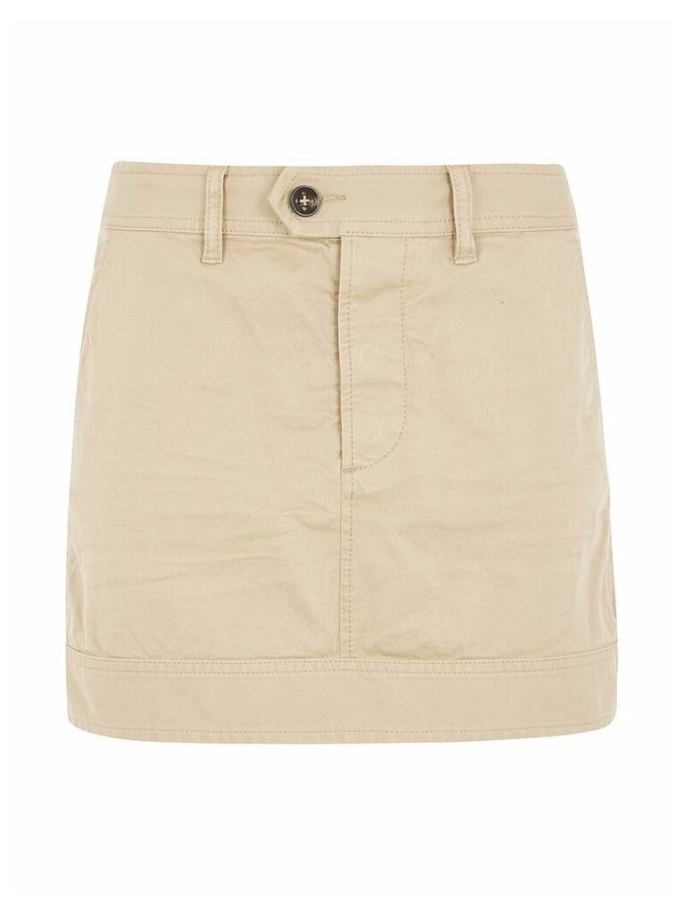 Short Zipped Buttoned Skirt