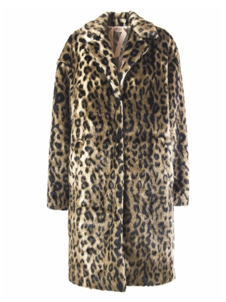 N.21 Leopard Print Faux Fur Coat