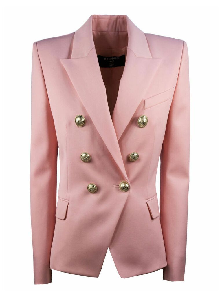 Pink Double-breasted Wool Blazer