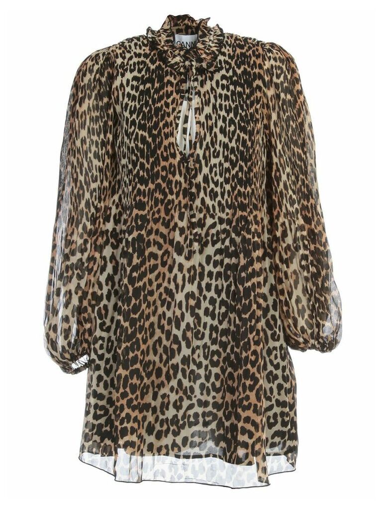 Pleated Georgette Coat Leopard Printing