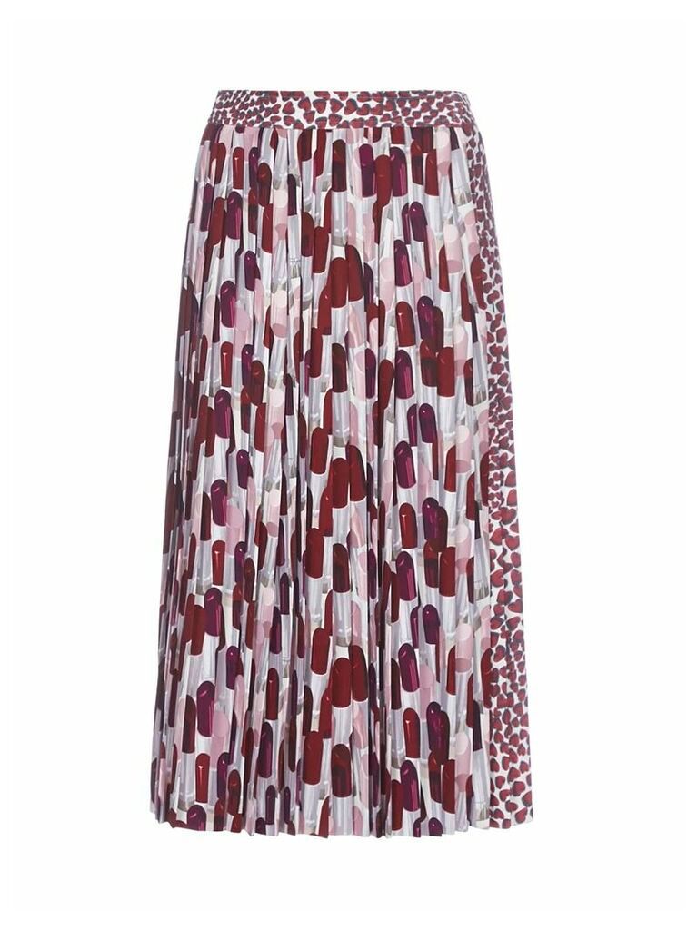 Printed Pleated Sable Midi Skirt