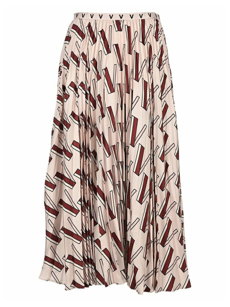 Valentino V-print Pleated Skirt