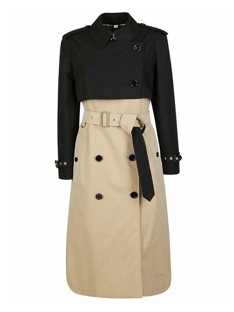 Buttoned Belted Long Trench