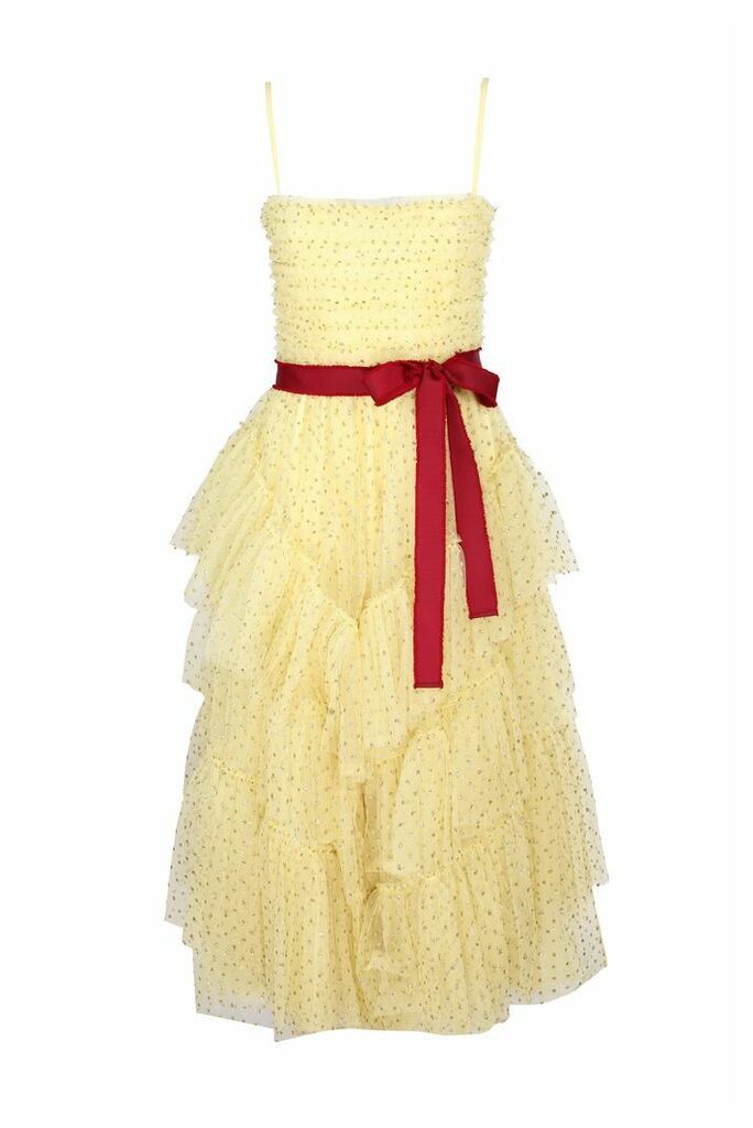 Yellow Glitter Polka Dot Tulle Dress
