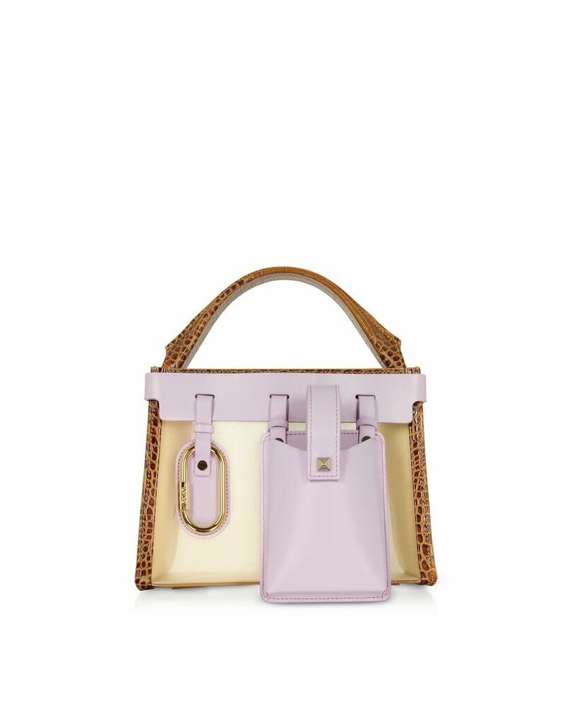 Ludo Mesh And Leather Tan & Lillac Top Handle Bag