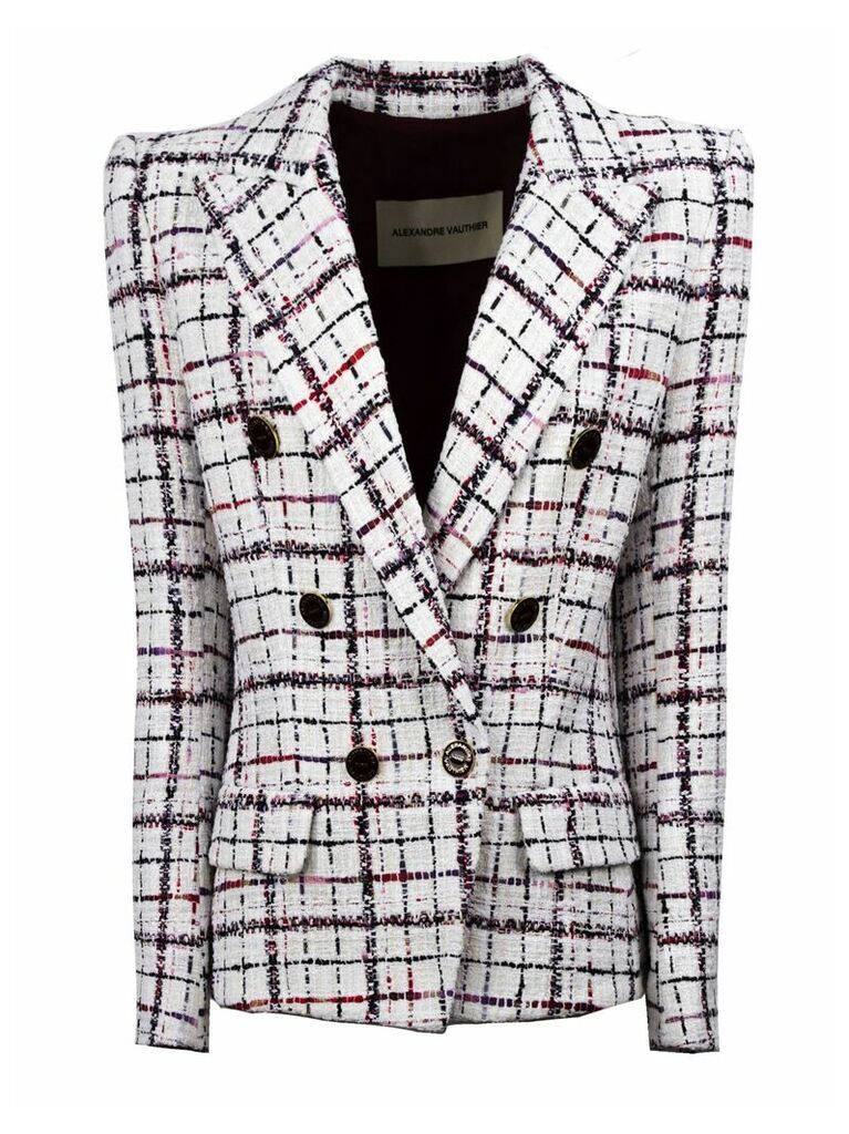 Double-breasted Blazer In White Cotton