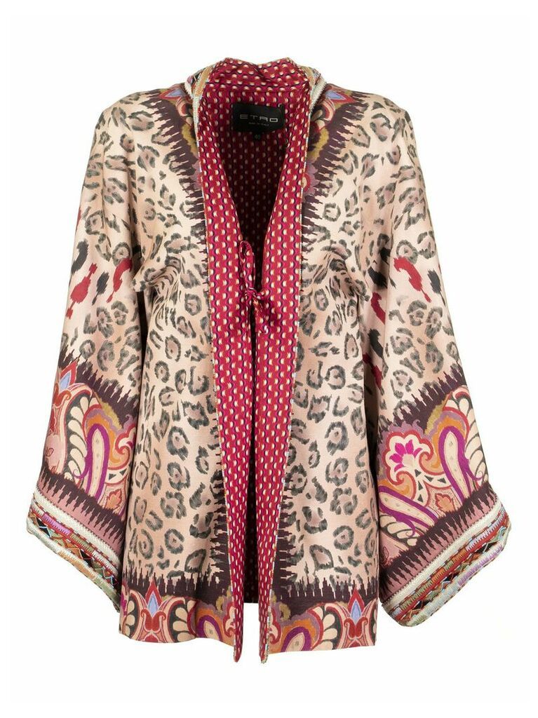 Kimono Jacket With Paisley Print With Animal Design