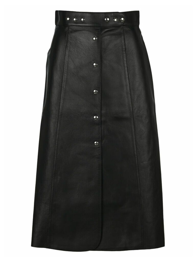 A-line Leather Midi Skirt