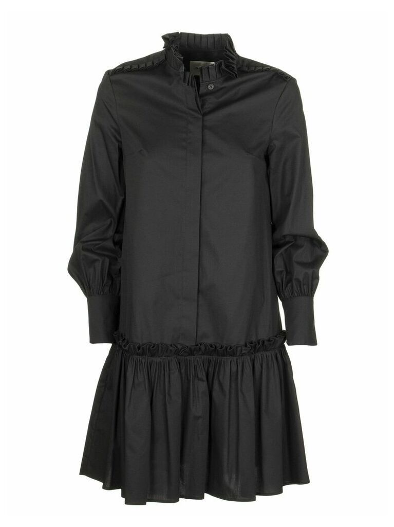 Long-sleeved Dress With Pleated Collar