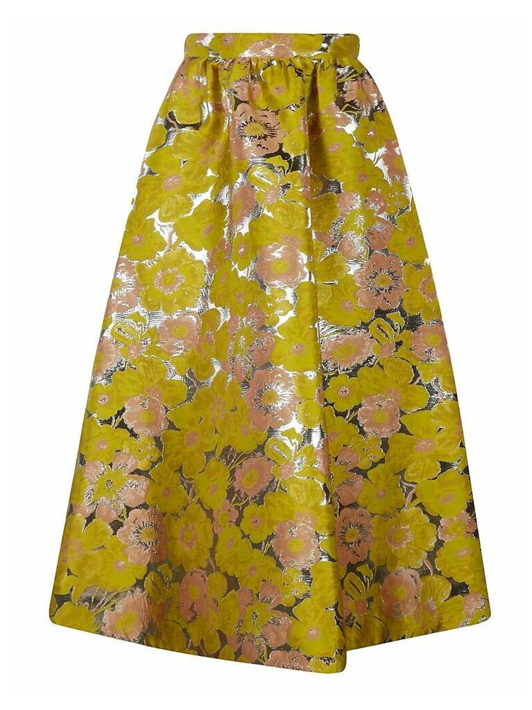Floral Printed Metallic Skirt