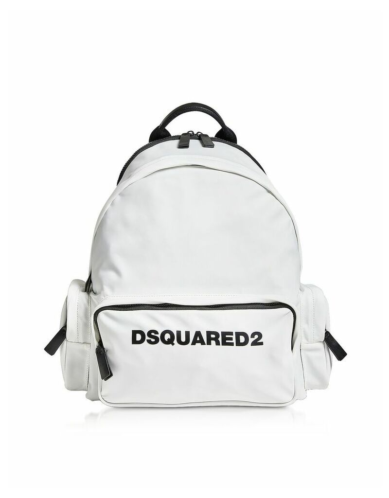 Signature White Nylon Backpack