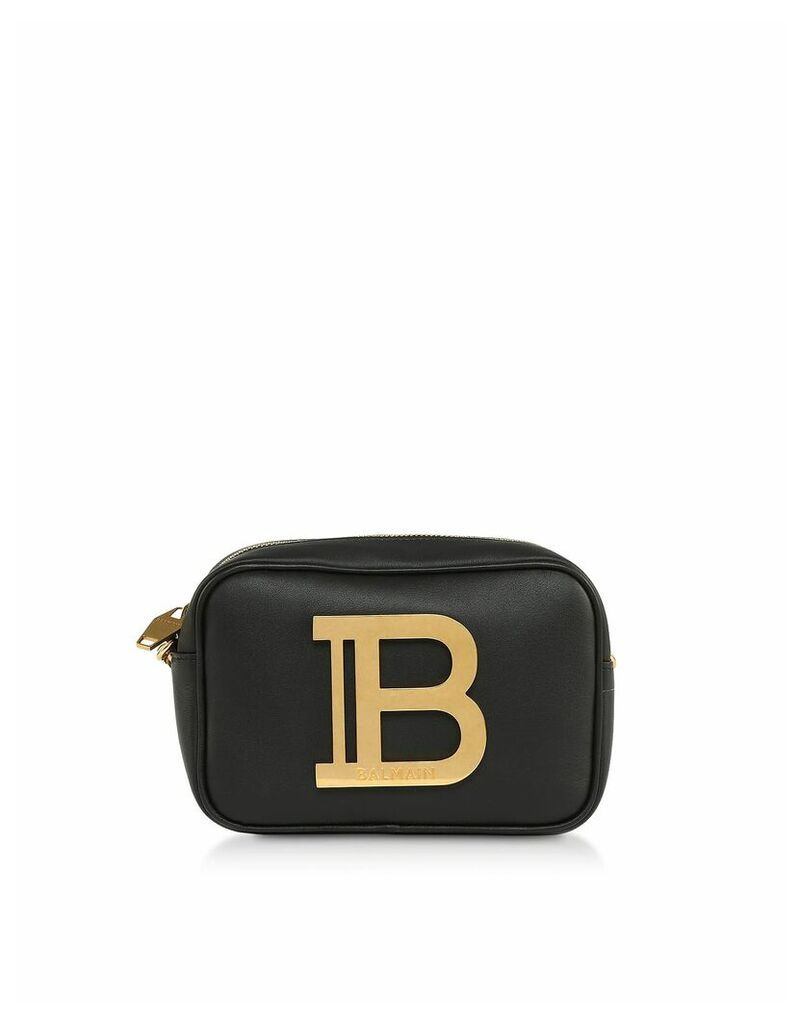 Black Leather W/golden Logo 18 B-camera Bag