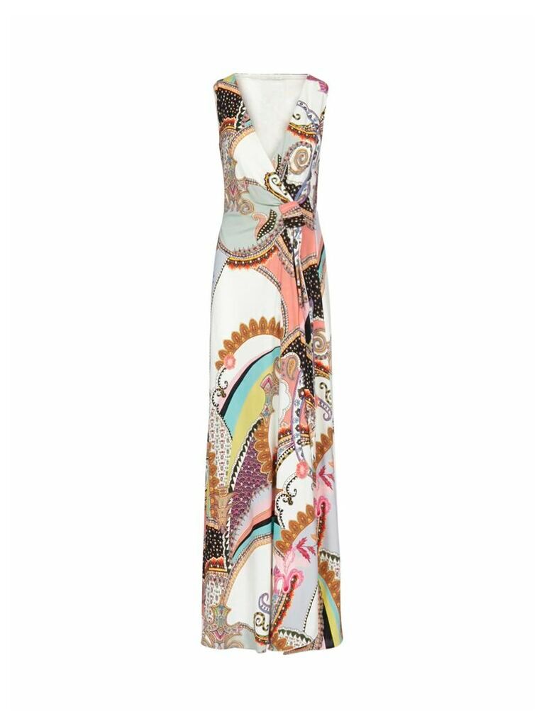 Paisley-print Viscose Long Wrap-dress