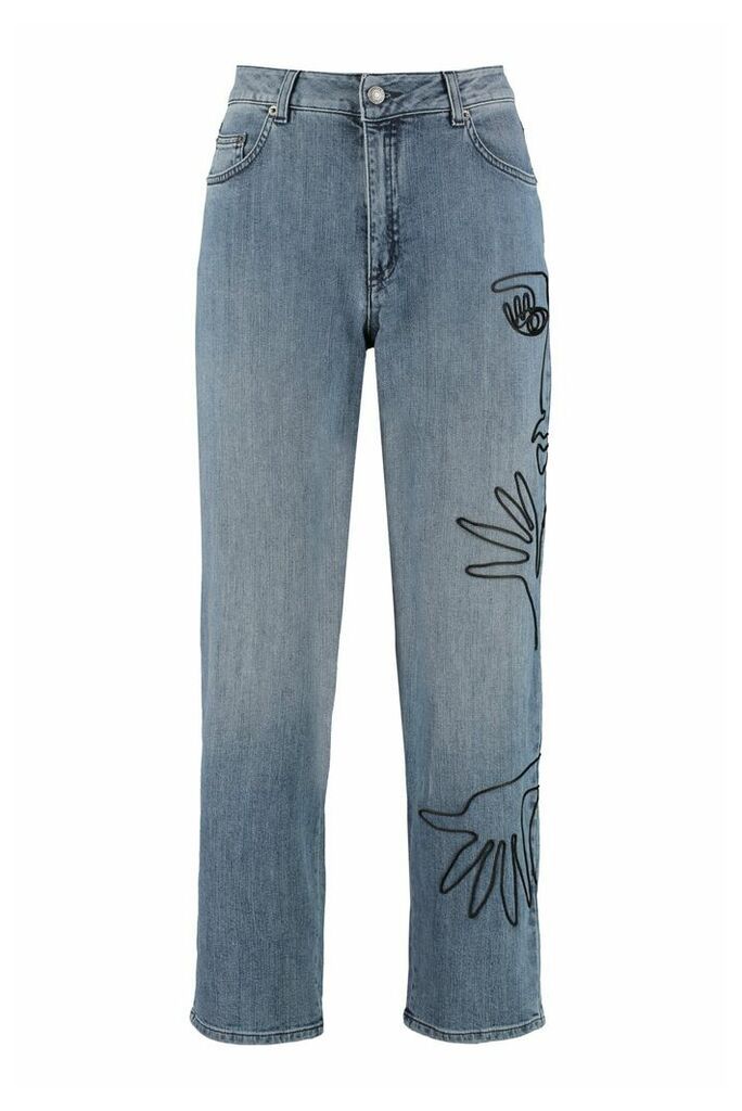 Embroidered Mum Fit Jeans