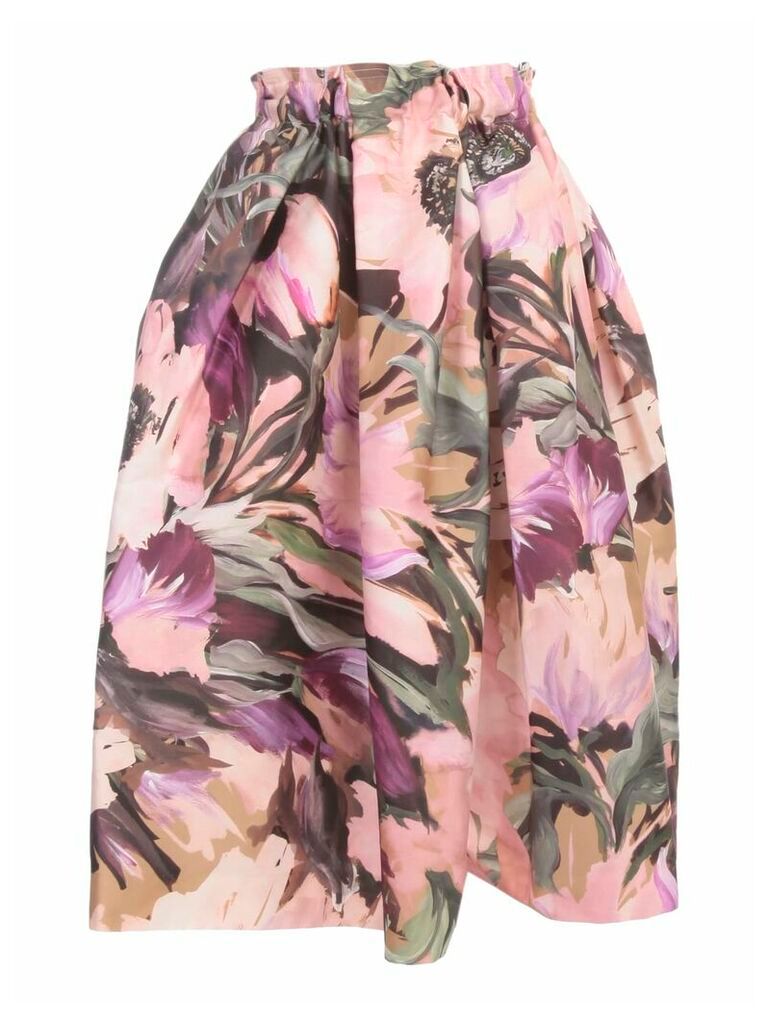 Flower Printed Nylon Skirt