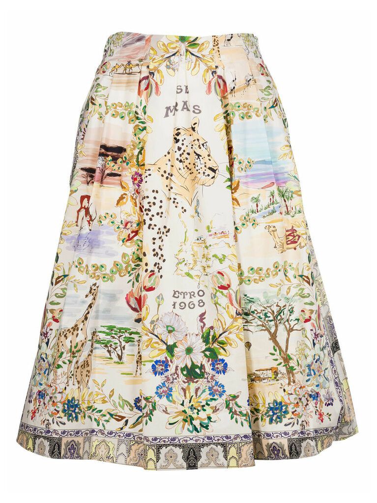 Floral Print Flared Skirt