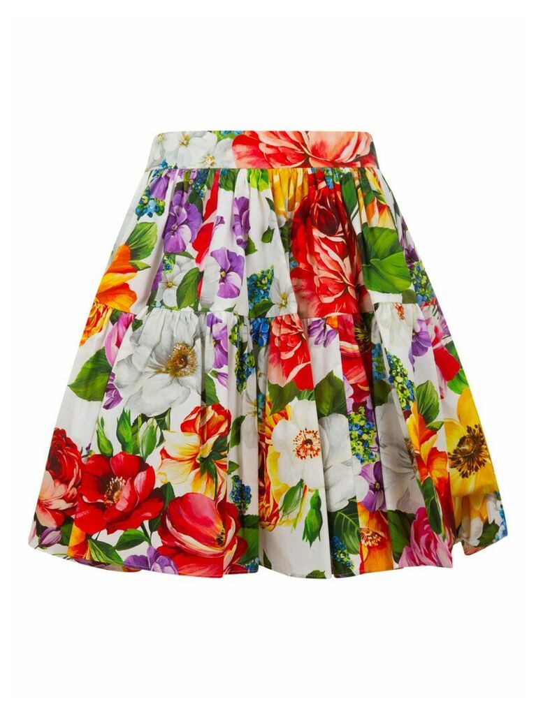 Floral Print Pleated Detail Skirt