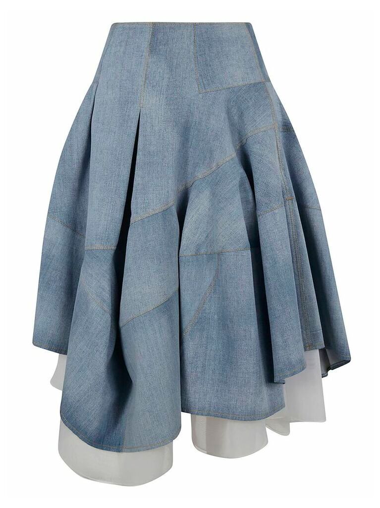 Flared Asymmetric Denim Skirt