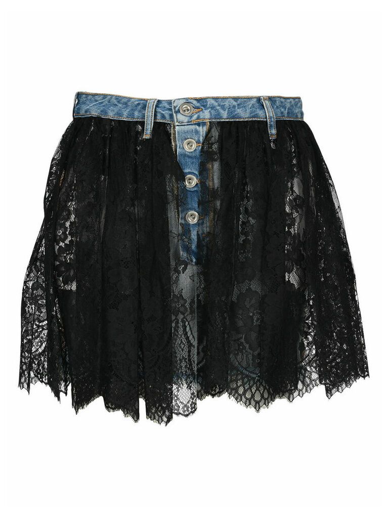 Unravel Reverse Lace Denim Skirt