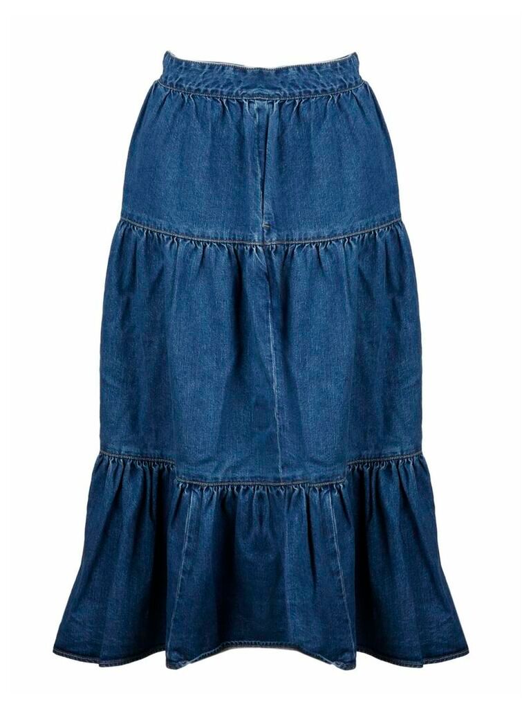 Flounced Denim Skirt