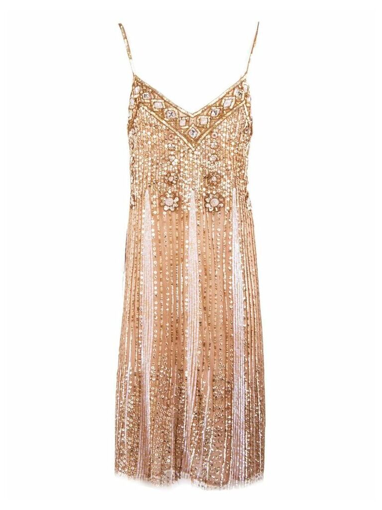 Slip Dress Sequined Embroidery