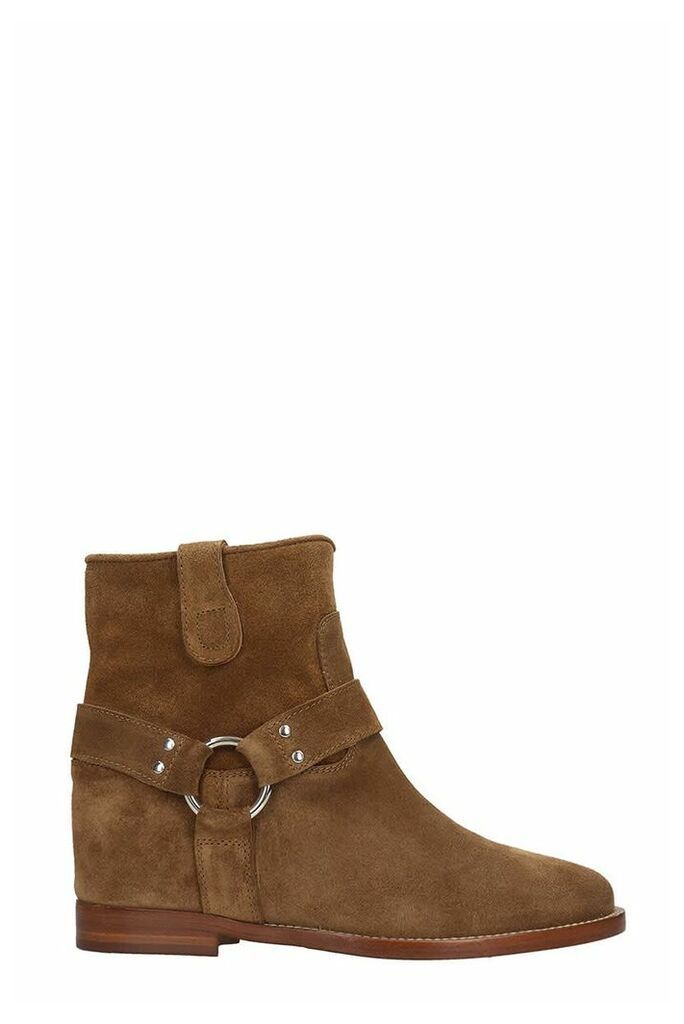 Low Heels Ankle Boots In Leather Color Suede