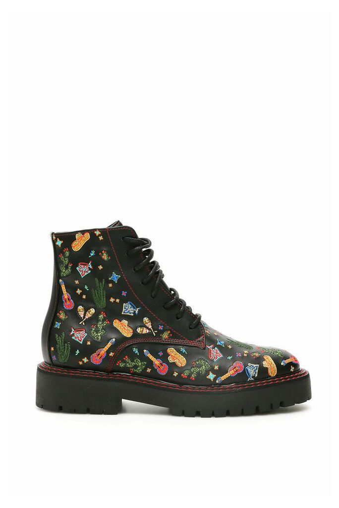 Mexican Embroidery Combat Boots