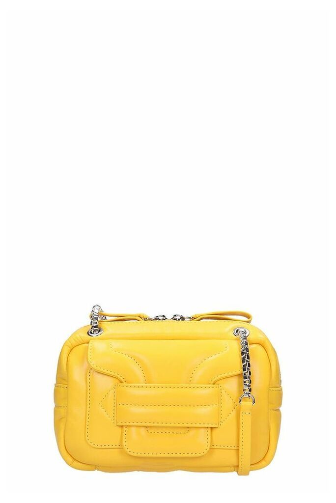 Mini Alpha Pad Shoulder Bag In Yellow Leather