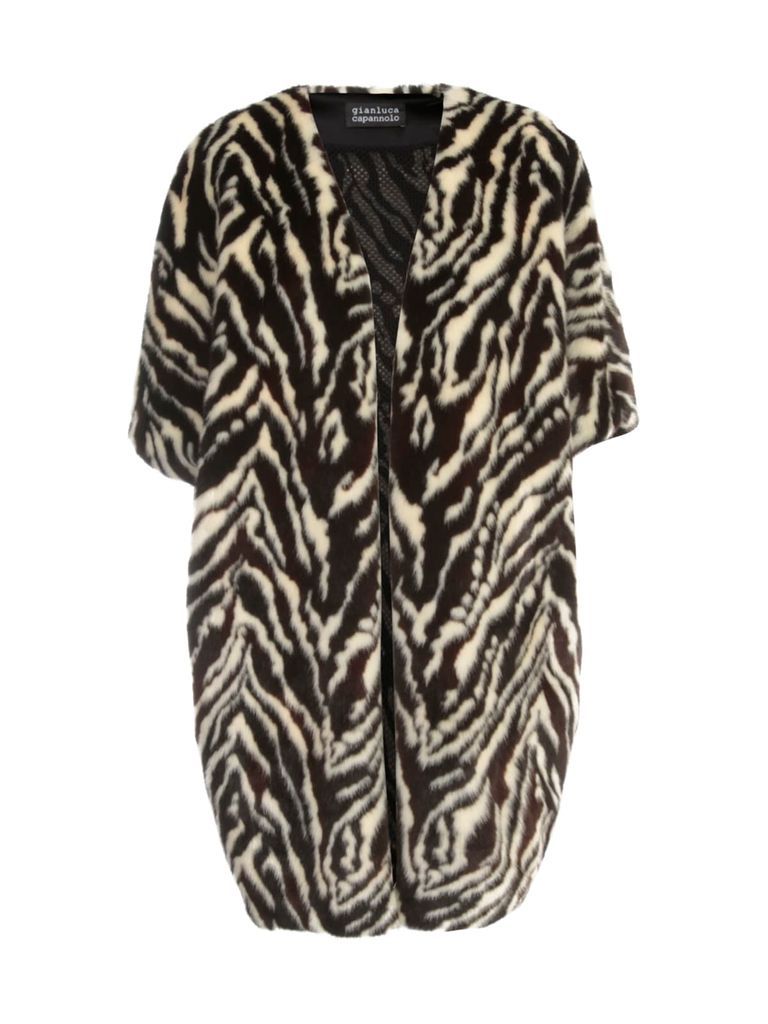 Judy Faux Fur Coat Down Sleeves W/stripes