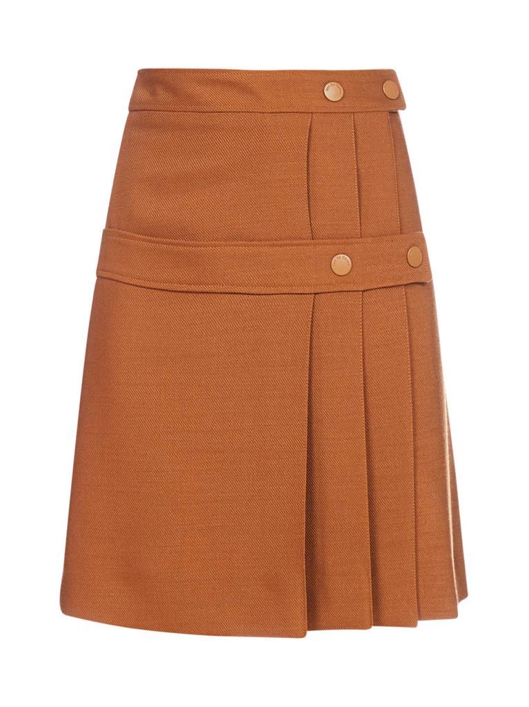 Wool-blend Pleated Mini Skirt
