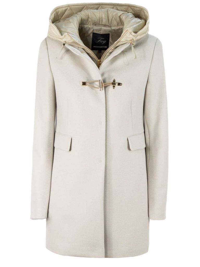 White Virgin Wool Toggle Coat