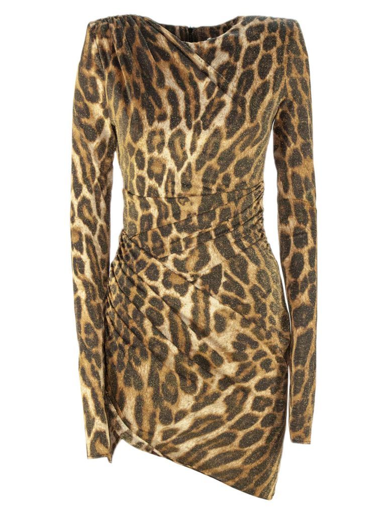 Leopard-print Gathered Dress