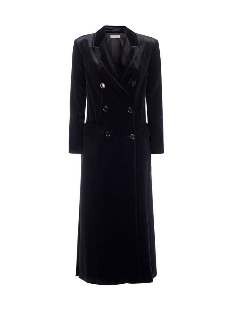Cecilia Double-breasted Velvet Long Coat