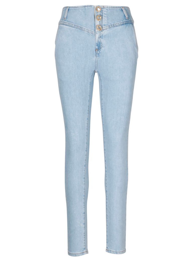 Crystal Button High Waisted Jeans