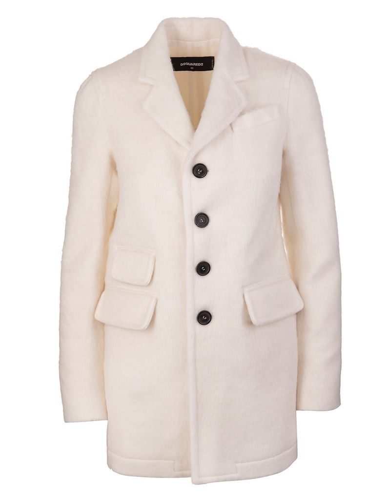 Ivory Cotton Blend Woman Coat