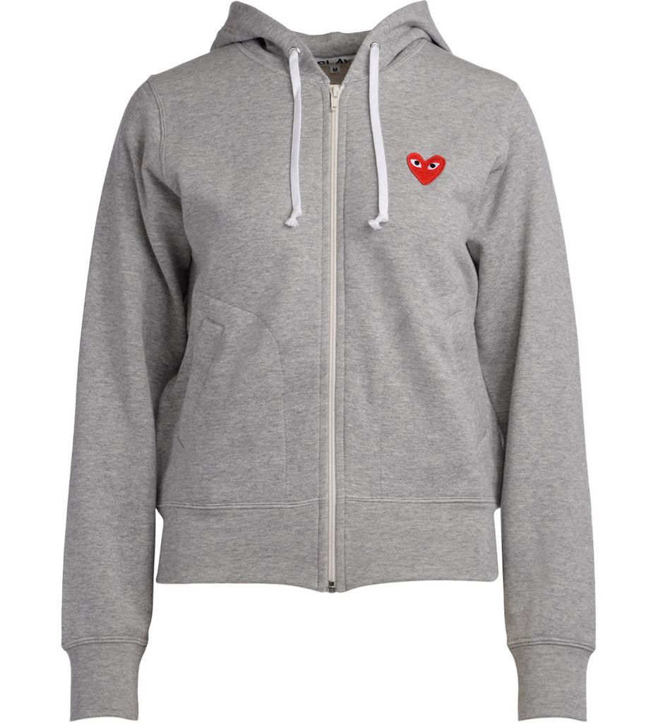 Comme Des Garcons Play Womens Grey Fleece With Red Hearts
