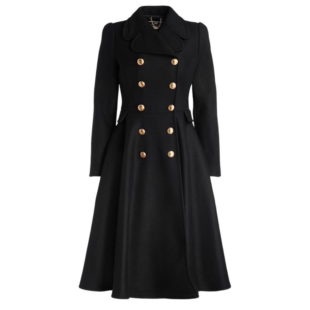 Elisabetta Franchi Black Double-breasted Coat With Full Skirt