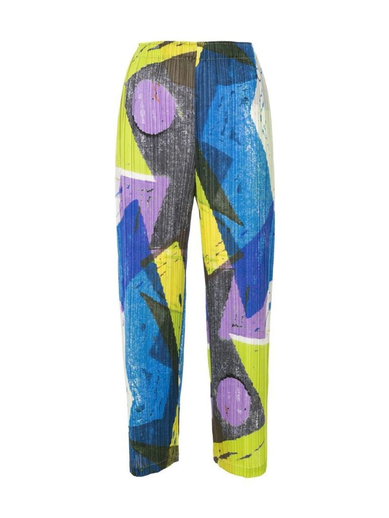 Wide Leg Pants W/ Multicolour Abstract Pattern