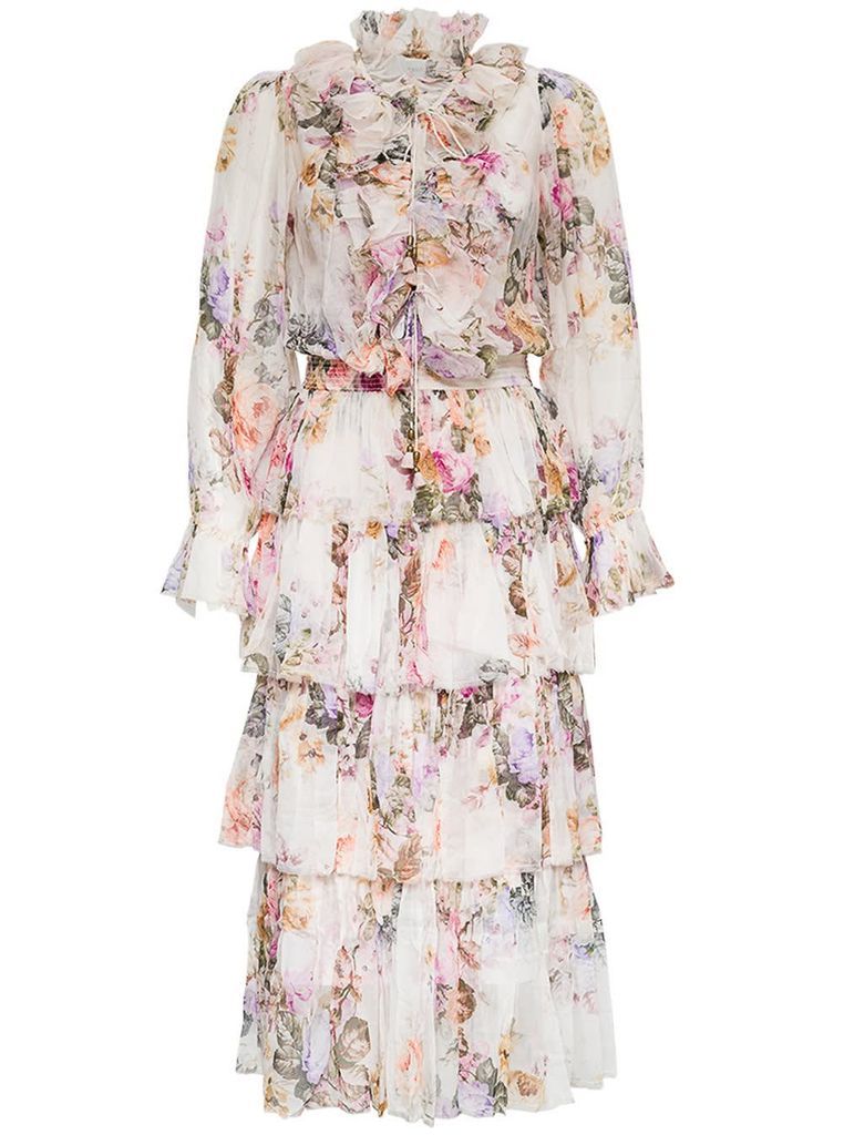 Zella Floral Silk Long Dress