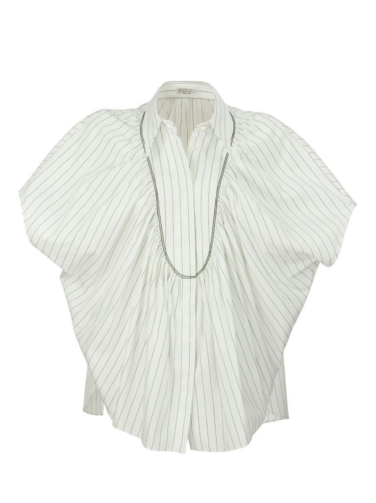 Cotton Poplin Shirt With Shiny Frills