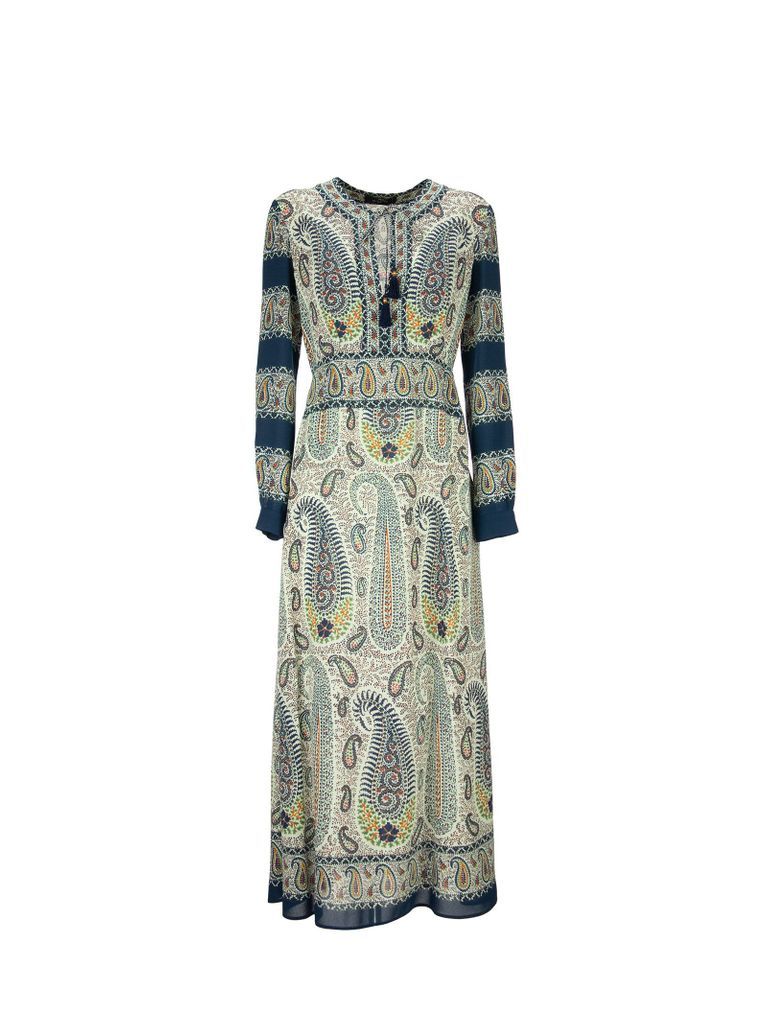 Mosaic Paisley Print Dress Blue