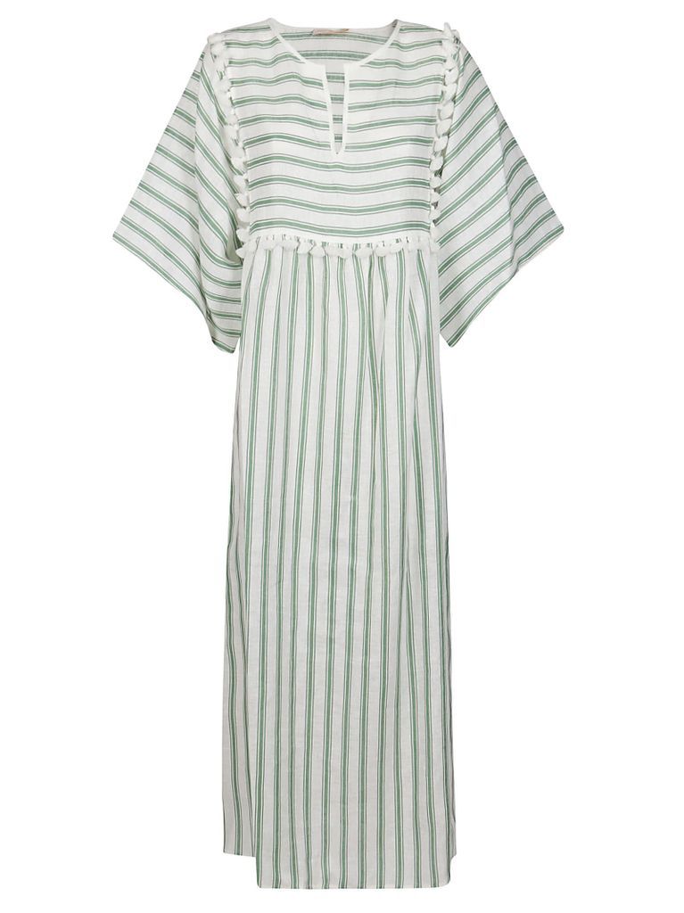 White And Green Linen Dress