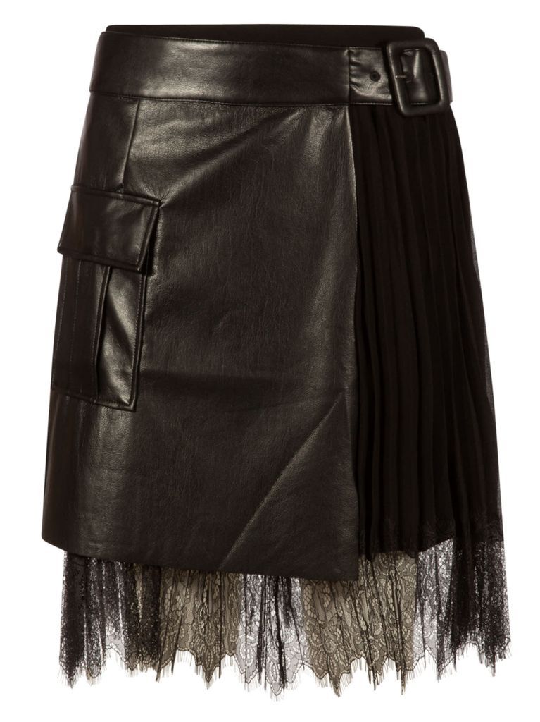 Faux Leather Mini Wrap Skirt