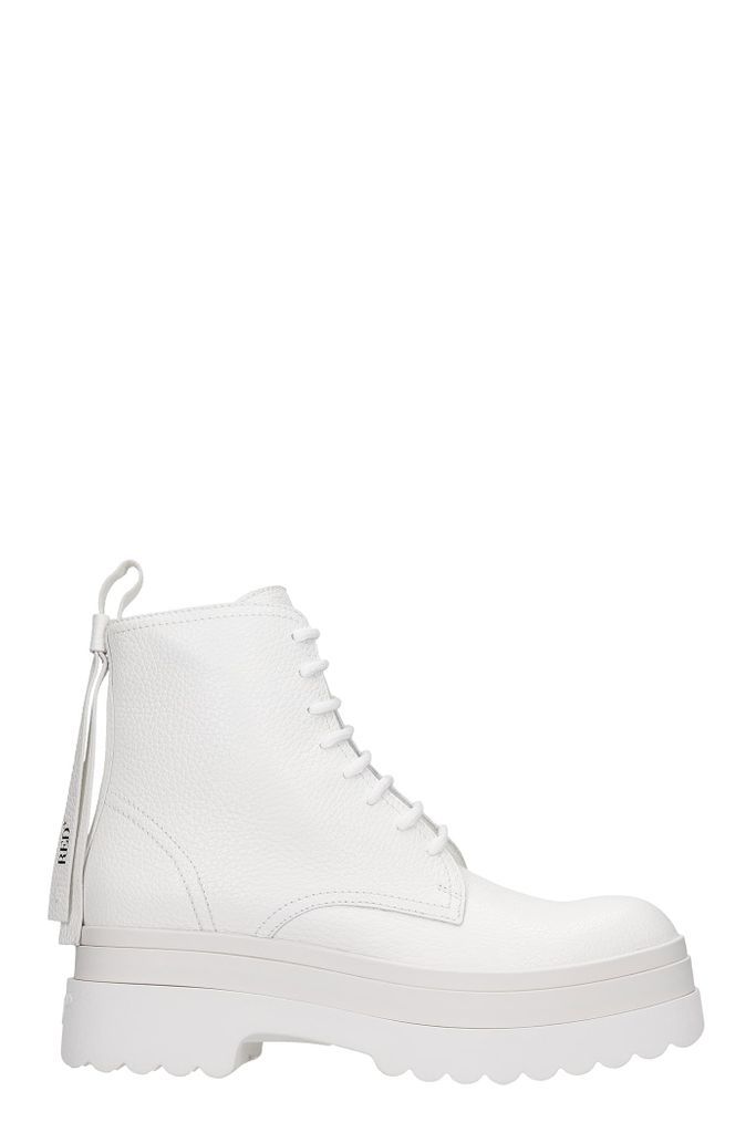 Combat Boots In White Leather